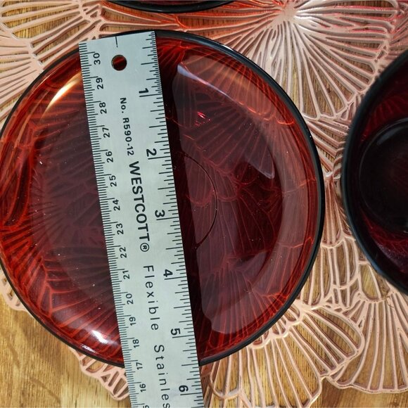 Ruby Red Glass Arcoroc France Classique Design Cup & Saucer Sets - Picture 7 of 10